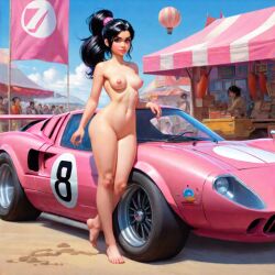 1girls aged_up ai_generated banner barefoot black_hair breasts car completely_naked completely_naked_female completely_nude completely_nude_female crowd disney female_only ford_gt full_body leaning_on_car light-skinned_female light_skin long_hair looking_at_viewer naked naked_female nipples nude nude_female nudity ponytail posing public public_nudity race_car solo solo_female solo_focus sports_car standing tangled vanellope_von_schweetz window wreck-it_ralph