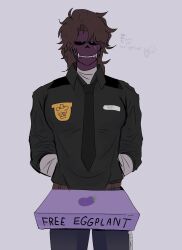 dumeefany eggplant five_nights_at_freddy's five_nights_at_freddy's:_sister_location fnaf fully_clothed male_only michael_afton mixanprixa no_nude pissgag prank presenting_penis purple_skin redraw redrawn