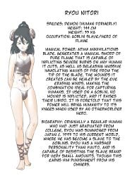 black_hair character_bio demon femboy gojin green_eyes horns malax original_character reincarnated_into_another_world_as_sex_slaves_to_goblins_and_now_we_fight_for_them slave slaveboy stomach_tattoo text tied_top twink