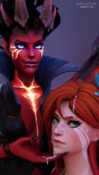 2girls 3d akasha_the_queen_of_pain blender cum cum_on_face desess3intes dota_2 facial queen_of_pain succubus tagme windranger