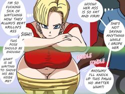 android_18 ass ass_awe big_ass blackedpawg18 blonde_hair cheating cheating_wife cuckold dark-skinned_male dragon_ball dragon_ball_z groping huge_ass interracial netorare ntr size_talk text