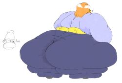 1boy 1girls ass back_view fat fat_rolls female gabbadraws homer_simpson huge_ass male morbidly_obese pantylines text the_simpsons thighs