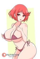 big_breasts breasts female female_only nintendo noboru pyra red_eyes short_hair short_red_hair solo xenoblade_(series) xenoblade_chronicles_2