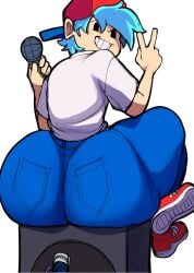 1boy 2020s 2024 2d 2d_(artwork) 2d_artwork ass back_view backwards_baseball_cap backwards_cap backwards_hat big_ass big_butt blackwhiplash blue_jeans blue_pants bottom_heavy bottom_heavy_femboy bottomwear boyfriend_(friday_night_funkin) bubble_ass bubble_butt bwl clothed clothed_male clothing cyan_hair dat_ass digital_drawing_(artwork) digital_media_(artwork) edit fat_ass fat_butt femboy femboyfriend footwear friday_night_funkin fully_clothed fully_clothed_male hat hips holding_object huge_ass huge_butt jeans large_ass large_butt legs light-skinned light-skinned_male looking_at_viewer looking_back looking_back_at_viewer male male_only microphone pants peace_sign rear_view red_baseball_cap red_cap red_hat red_shoes shirt shoes sitting sitting_down smile smiling smiling_at_viewer solo solo_male thick thick_ass thick_butt thick_hips thick_legs thick_thighs thighs topwear transparent_background white_shirt wide_hips wide_thighs