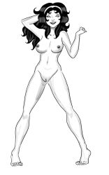 1girls beautiful_dreamer black_and_white black_hair dc dc_comics female female_focus female_only pookie solo solo_female solo_focus