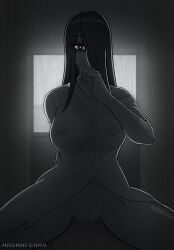 1boy 1girls black_hair cowgirl_position dark_room female horror_(theme) looking_at_viewer low-key_lighting magna_ferra male riding_penis the_ring tv yamamura_sadako