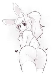 ass ass_cheeks bunny_ears bunny_tail female fiz fizintine heart long_hair original_character presenting_ass thighhighs white_background