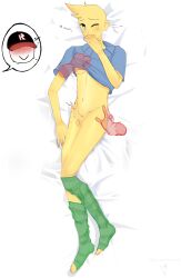 2boys blue_shirt femboy guest_(roblox) legwear male noob pillow pillow_grab roblox robloxian source_request sweetchicat yaoi yellow_hair yellow_skin