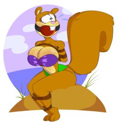 1girls anthro big_breasts bikini bondage brown_fur feet female female_only furry gag rope_bondage sandy_cheeks smooth_skin solo spongebob_squarepants squirrel tempson worried