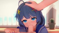 blowjob cactus headpat indie_virtual_youtuber pushing_down retired senzawa virtual_youtuber wataamage