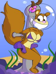 1girls anthro big_breasts bikini bondage brown_fur feet female female_only furry gag sandy_cheeks smooth_fur solo spongebob_squarepants squirrel tempson worried