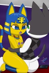 animal_crossing animal_humanoid animal_sex_toy ankha ankha_(animal_crossing) anthro ass blue_eyes breasts cat_ears cat_humanoid cat_tail catgirl cowgirl_position domestic_cat felid felid_humanoid feline female green_eyes group humanoid jewelry jota_the_cat male male/female nintendo penetration pussy sex_toy smile vaginal_penetration video_games white_body whygenamoon yellow_body