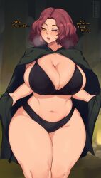 1girls big_breasts bra brown_hair curvy elden_ring female female_only fromsoftware human large_breasts looking_at_viewer melina_(elden_ring) navel one_eye_closed outerwear panties site_of_grace solo solo_female taigerarts thick thick_thighs thighs underwear voluptuous wide_hips yellow_eyes