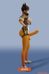 1futa 3d big_balls big_breasts boob_window breasts_out brown_hair cock_sleeve_(clothes) eyewear footwear futa_only futanari genitalwear gloves goggles harness human leggings outerwear overwatch pale_skin penis_clothing shadowboxer solo solo_futa tracer union_jack