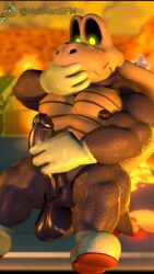 3d_(artwork) anthro anthro_only anthrofied bara black_penis cum dry_bones dry_himbones erect_nipples erect_penis erection gloves hand_over_mouth hand_over_own_mouth male male_nipples male_only mario_(series) masturbating masturbation muscular muscular_anthro muscular_male nipples nutmansfm pecs pectorals penis penis_out sfm shoes shoes_on source_filmmaker super_mario_bros. touching_penis