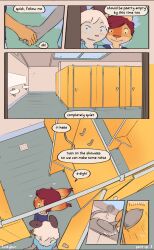 andromorph anthro comic cuntboy didelphid english_text felid feline funkybun hi_res intersex joss_(funkybun) keith_(funkybun) lynx male mammal marsupial page_3 public showers text trans_man transmasc