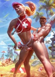 2boys 6boys bag balls beach belt blonde_female casual clothing cum cum_while_penetrated cumshot erection femboy from_behind gay girly human lanyard life_guard lifeguard light-skinned_male male male_only neckwear outdoors outside painting_(artwork) pale_skin penis public realistic rescue_buoy sabudenego sex swimwear testicles trap whistle yaoi