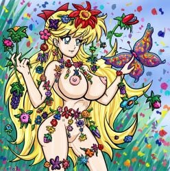 1girls big_breasts bishoujo_senshi_sailor_moon blonde_hair blonde_hair_female blue_eyes blue_eyes_female bow breasts busty butterfly completely_nude erect_nipples female female_only flower flower_in_hair flowers garden groin hair_ornament hairbow hairless_pussy high_resolution large_breasts long_blonde_hair long_hair long_hair_female midriff minako_aino navel newgrounds nipples nude nudist public_nudity red_flower redfoil smile solo teenager three-quarter_portrait very_long_hair waist_length_hair