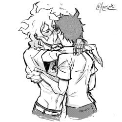 2boys closed_eyes clothing danganronpa danganronpa_2:_goodbye_despair fuckysaki gay hinata_hajime kissing male male/male male_only nagito_komaeda shirt_lift shirt_up straight_hair undressing yaoi