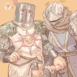 2boys assisted_masturbation chosen_undead closed_eyes cum dark_souls ejaculation erection fromsoftware gay handjob helmet knight male male_only mutual_masturbation penis penis_out rubbishmagpie solaire_of_astora spoken_heart uncensored yaoi