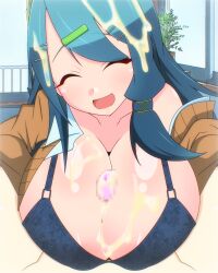 1boy 1girls after_paizuri alternate_breast_size big_breasts blue_hair bra breasts censored cleavage closed_eyes cum cum_between_breasts cum_on_breasts cum_on_hair ejaculation_between_breasts female female_focus fire_emblem hands-free_paizuri huge_breasts large_breasts light-skinned_female light-skinned_male light_skin long_hair male male_pov mosaic_censoring nintendo off_shoulder open_clothes open_mouth oribe_tsubasa paizuri paizuri_lead_by_female paizuri_on_lap pov smile solo_focus straight tokyo_mirage_sessions_#fe underwear yamiotikong_(isha_gorira)