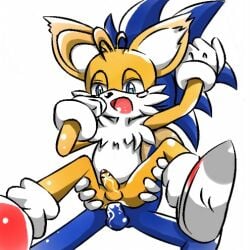 2boys anal anthro blue_eyes blue_fur feminine_tails furry gay gloves hanageruge hedgehog male male_only open_mouth shoes sonic_(series) sonic_the_hedgehog sonic_the_hedgehog_(series) tails tears white_gloves yaoi yellow_fur