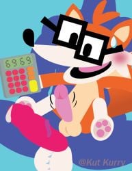 anthro balls bodily_fluids canid canine cum digital_media_(artwork) duo erection eyewear fivethirtyeight fivey_fox fox fur genital_fluids genitals glasses kut_kurry male male/male mammal nude orange_body orange_fur penis sex