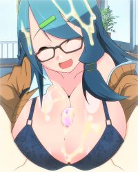 1boy 1girls after_paizuri alternate_breast_size big_breasts blue_hair bra breasts censored cleavage closed_eyes cum cum_between_breasts cum_on_breasts cum_on_hair ejaculation_between_breasts female female_focus fire_emblem glasses hands-free_paizuri huge_breasts large_breasts light-skinned_female light-skinned_male light_skin long_hair male male_pov mosaic_censoring nintendo off_shoulder open_clothes open_mouth oribe_tsubasa paizuri paizuri_lead_by_female paizuri_on_lap pov smile solo_focus straight tokyo_mirage_sessions_#fe underwear yamiotikong_(isha_gorira)