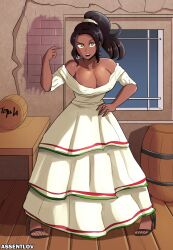 assentlov black_hair breasts dark-skinned_female dark_skin dress heels latina looking_at_viewer mexican mexican_female original victoria_de_la_rosa_pérez voluptuous yellow_eyes