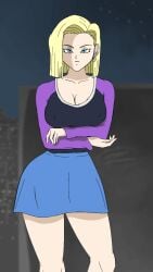 1girls android_18 animated big_breasts blonde blonde_female blonde_hair blue_eyes bouncing_breasts cameltoe chuchozepa cleavage curvy dragon_ball erect_nipples female gif huge_areolae huge_ass puffy_nipples short_hair slim_waist thick_lips voluptuous wide_hips yellow_hair