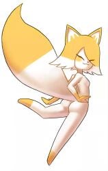 anthro ass closed_eyes eyes_closed female focks fox furry lingerie_pattern_pets minus8 original solo solo_focus white_background