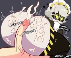 1boy1girl 1cum_in_tust 1girls 1robot_girl 2d_(obra anonymous_male arte) big_ass black_heart_(símbolo) cum_in_ass de dialog gemido glitch_productions human inglés_text maid_uniform mazkel_art murder_drones murder_drones_x_humans pleasure_face straight v_(murder_drones) v_worker_drone