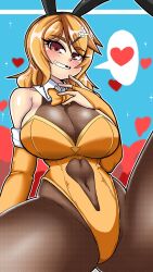 big_breasts big_thighs bunnysuit fishnets mralee yellow_hair