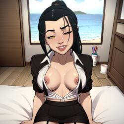 ai_generated avatar_the_last_airbender azula beach business business_woman cum facial office_lady pencil_skirt