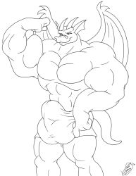 2009 abs anthro big_biceps big_bulge big_pecs bulge clothed clothing dragon ear_fins fin flexing_bicep horn juano line_art looking_at_self male membrane_(anatomy) membranous_wings monochrome muscular muscular_anthro muscular_male pecs redsaber_(character) scalie tail underwear underwear_only western_dragon wings