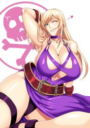 1girls big_breasts blonde_hair blue_eyes bonne_jenet breasts curvaceous curvy curvy_body curvy_female curvy_figure curvy_hips female female_focus female_only hand_behind_head huge_breasts king_of_fighters large_breasts long_hair massive_breasts mifune_seijirou one_eye_closed slim_waist smile smiling smirk solo solo_female teeth teeth_showing thick_thighs thighs venus_body voluptuous wide_hips