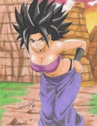 1female 1girls 2021 2022 angry_at_viewer annoyed annoyed_at_viewer annoyed_expression annoyed_face baggy_pants bare_shoulders black_armwear black_hair black_panties black_underwear breasts caulifla clothed clothed_female clothes_lift clothing commission commission_art dcb2art dragon_ball dragon_ball_super female female_abs female_focus female_only female_saiyan leaning leaning_forward looking_angry looking_annoyed looking_at_viewer mountain mountains outside pencil_(artwork) pink_tube_top pink_tubetop pulling_pants pulling_up_pants purple_pants ravern_clouk saiyan saiyan_girl shiny shiny_ass shiny_back shiny_body shiny_breasts shiny_butt shiny_clothes shiny_hair shiny_shoulders shiny_skin solo solo_female solo_focus spiky_hair thick thick_ass thick_body thick_breasts thick_hips thick_lips thick_thighs traditional_art traditional_drawing_(artwork) universe_6 universe_6_girls wasteland