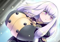 1girls alternate_breast_size breasts clothes female female_only fire_emblem fire_emblem:_three_houses garreg_mach_monastery_uniform huge_breasts long_hair lysithea_von_ordelia nintendo pink_eyes roah solo white_hair