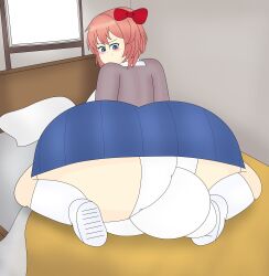 1girls bubble_butt doki_doki_literature_club facesitting fat_ass maika88 sayori_(doki_doki_literature_club) white_panties