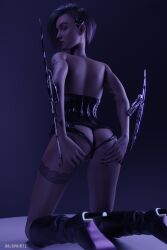 3d 4k ass brown_eyes cyberpunk_2077 grabbing_ass grabbing_own_ass green_hair holopointz judy_alvarez leather_boots leather_corset looking_back on_knees petite petite_body purple_hair pussy solo solo_female solo_focus tattoo_on_arm tattoo_on_legs tattooed_arm tattoos vagina