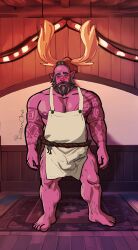 1boy ashura biceps clothing dad_bod daddy dick elf_ears looking_at_viewer male male_only muscular muscular_male nipples palia pecs purple_body solo solo_focus solo_male thick_thighs