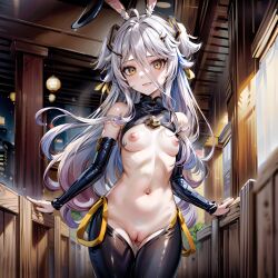 1girls ai_generated arbitrary ass_visible_through_thighs bunny_ears female_focus female_only henya_the_genius hi_res long_hair only_female pussy reverse_bunnysuit small_breasts stable_diffusion thigh_gap virtual_youtuber vshojo white_hair yellow_eyes