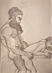 bartel beard beard_stubble bearded daniel deep_penetration doggy_style doggy_style doggy_style_position facial_hair gay gay_domination gay_sex hair_bun hairy_arms hairy_chest hairy_male long_hair long_hair_male manly motion_lines muscle muscular muscular_male pencil_(artwork) rough_sex sketch traditional_media traditional_media_(artwork)