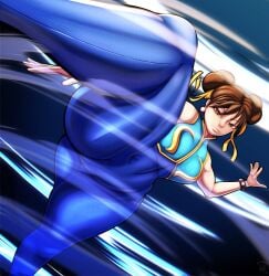 1girls ass ass_visible_through_thighs big_ass big_butt brown_hair butt capcom chun-li female female_only fully_clothed hair_buns looking_at_viewer n-kosi n-kosi_(coloring) solo solo_female solo_focus street_fighter street_fighter_alpha thick_thighs thighs wide_hips