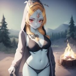 1girls ai_generated breasts cape clothing female female_only happy long_hair midna nintendo ruptuorie small_breasts solo the_legend_of_zelda twili_midna twilight_princess