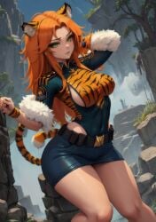 ai_generated anthro green_eyes moontear police_uniform tiger tiger_ears tiger_girl tiger_tail