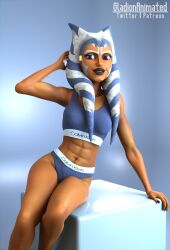 1girls 3d 3d_(artwork) abs ahsoka_tano airress3d_(3d-modeller) alien alien_girl alternate_costume athletic athletic_female big_ass big_butt blender blender_(software) bra calvin_klein clothed clothed_female clothing curvy eye_contact female female_only fit fit_female gladionanimated hand_on_head lekku looking_at_viewer lying modeling montrals muscular muscular_female orange_body orange_skin panties partially_clothed petite sitting small_breasts solo solo_female solo_focus star_wars text the_clone_wars:_season_seven thick_thighs thighs togruta underwear