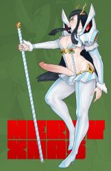 1futa balls bangs big_breasts black_hair breasts clothed clothing erect_penis erection futa_only futanari huge_cock human junketsu kill_la_kill kiryuuin_satsuki large_breasts light-skinned_futanari light_skin long_hair mostly_nude mr_fuga pale-skinned_futanari pale_skin penis smooth_penis solo solo_futa standing