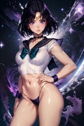 ai_generated ai_hands anime anime_style bishoujo_senshi_sailor_moon black_hair breasts clothing covered_breasts hotaru_tomoe lachimoonie legs looking_at_viewer mature mature_female pale-skinned_female pale_skin panties purple_eyes sailor_saturn sailor_uniform short_hair skinny skinny_girl small_breasts solo solo_female solo_focus stable_diffusion thighs