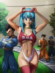 1girls 3boys aged_up big_breasts black_hair blue_eyes blue_hair bra_(dragon_ball) bra_briefs breasts brother_and_sister cleavage curvaceous curvy dragon_ball dragon_ball_gt earrings elitenappa father_and_daughter father_and_son female female_saiyan hips human hybrid large_breasts lingerie male_saiyan saiyan sideboob son_goten thighs trunks_briefs underboob vegeta wide_hips